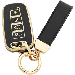 360 Degree Soft TPU Protector Key Fob Cover Case Compatible with 2010 2011 2012 2013 2014 2015 Hyundai Sonata Equus Turbo Elantra Kia Sorento Forte Optima Sportage Soul Key Fob (Black)