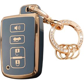 Key Fob Cover with Keychain Compatible with Toyota Highlander Avalon Camry Corolla RAV4 Sequoia Soft TPU Protection Car Key Case Shell White