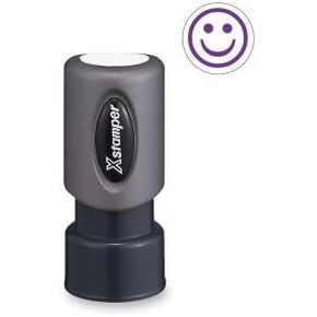 SHACHIHATA INC Xstamper Pre-Inked Specialty Smiley Face Stamp (XST11420) , Purple