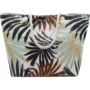 We We Large Beach Tote bag for Women Canvas Straw Tavel Tote Bag Waterproof Shoulder Bag Handbag for Gym Swim