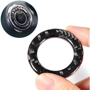 Start Stop Button Sticker, Real Carbon Fiber Decorative Accessory Engine Start Button Cover Protected Self Adhesive for Car
