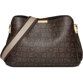 LAORENTOU Vegan Leather Crossbody Bag for Women Monogram Shoulder Bag Leather Purse Ladies Crossbody Cell Phone Bags