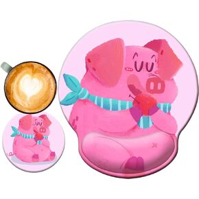 Cute Ergonomic Mouse Pad Wrist Support, Non-Slip Gel Kawaii Anime 3D Gaming Mouse Pad, [20% Larger] Cat Wrist Rest with Coaster for Home, Computer, Office, Easy-Typing