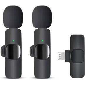 Professional Wireless Lavalier Microphone for iPhone, iPad - Cordless Omnidirectional Condenser Recording Mic for Interview Video Podcast Vlog YouTube