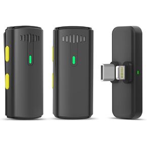 MAYBESTA 2 in 1 Wireless Lavalier Microphone for iPhone Android - Professional Lapel Mic for Phone - Mini Clip-on Microphones for Video Recording Vlogging Live Streaming Interview Podcast in Kuwait