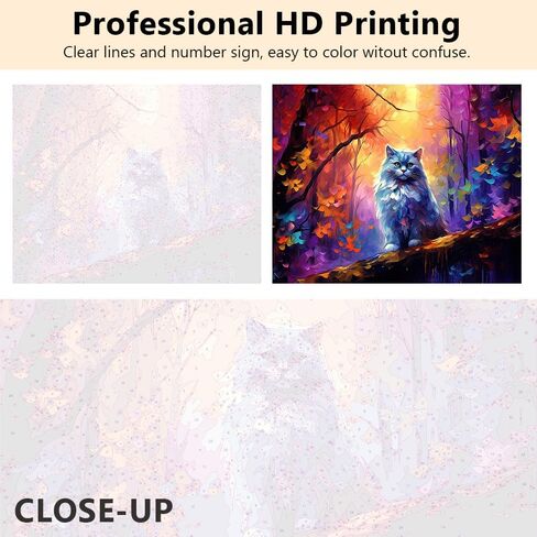 TUMOVO Paint by Numbers Kit for Adults Cute Grey Cat in Autumn Forest DIY Paint by Numbers on Canvas Color by Numbers for Adults Adorable Wildlife Adults' Paint-by-Number Kits - 16x20inch, Flameless in Saudi Arabia