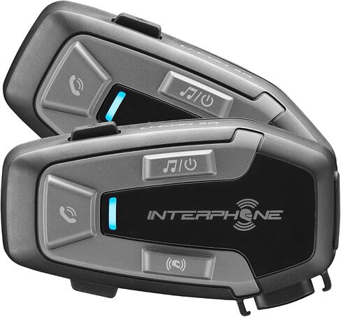 Interphone Cellularline, 2 Intercoms for Motorcycle with Bluetooth Communication, Model U-Com 6R, Up to 2 Riders, Distance 1Km, Range 15h, Compatible with OEM and GPS, Waterproof, Universal in Saudi Arabia
