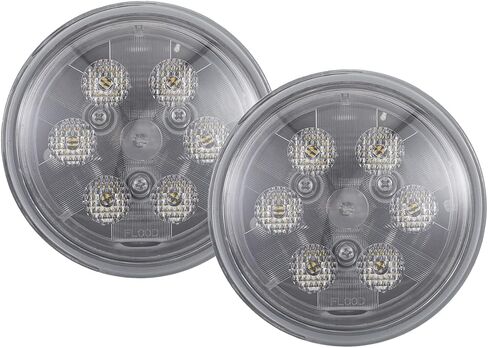 ضوء عمل تحويل LED دائري فائق السطوع PAR36 مقاس 4.5 بوصة، شعاع شبه منحرف أبيض طبيعي 5300 ك للجرار، توصيل واستخدام محطتين، مقاوم للتآكل/الاهتزاز مقاوم للماء، لمسة نهائية فضية، عبوتان in Kuwait