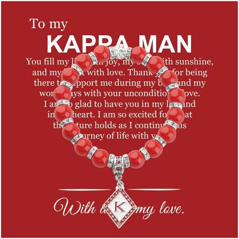 CENWA K Fraternity Greek Jewelry Man Beads Bracelet K Red Gift for Men in Saudi Arabia