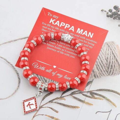 CENWA K Fraternity Greek Jewelry Man Beads Bracelet K Red Gift for Men in Saudi Arabia