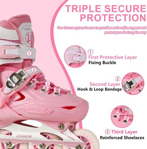 Inline Skates for Girls and Boys, 4 Size Adjustable Light up Wheels Kids Inline Skates for Toddlers Beginner Outdoor Indoor Sport in Saudi Arabia