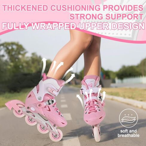 Inline Skates for Girls and Boys, 4 Size Adjustable Light up Wheels Kids Inline Skates for Toddlers Beginner Outdoor Indoor Sport in Saudi Arabia