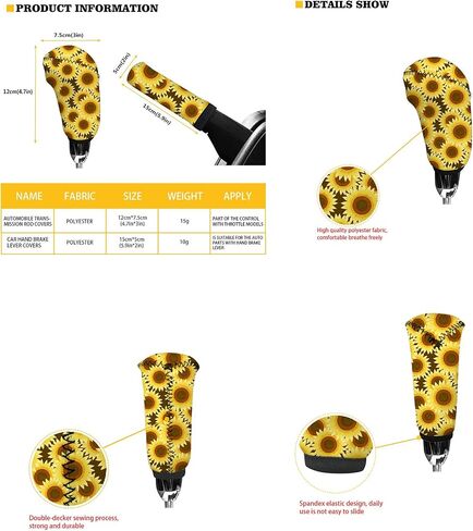 Red Rose Print Car Steering Wheel Cover with Handbrake Cover Gear Shift Knob Cover Set for Women Universal Fit SUV Truck Vans Car Interior Accessories for Women Men in Saudi Arabia