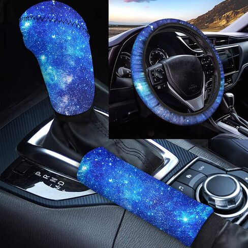 Red Rose Print Car Steering Wheel Cover with Handbrake Cover Gear Shift Knob Cover Set for Women Universal Fit SUV Truck Vans Car Interior Accessories for Women Men in Saudi Arabia