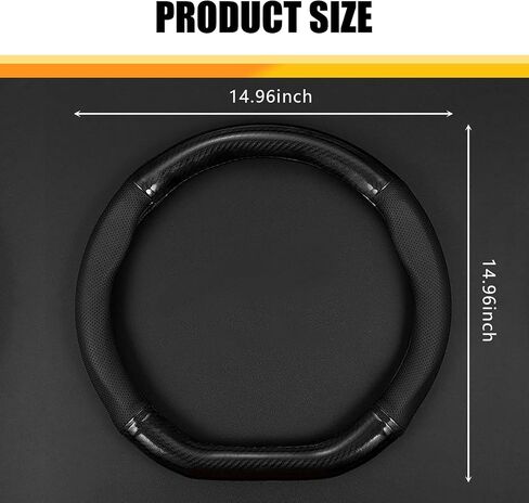 Pack-1 Car Steering Wheel Cover, Breathable Carbon Fibe Steering Wheel Sleeve, Four Seasons Universal Design, Anti-Slip Waterproof Vehicle Steering Wheel Protector (Black #D-Shaped) in Saudi Arabia