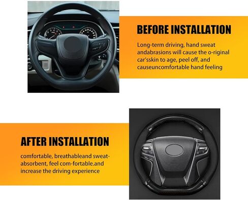 Pack-1 Car Steering Wheel Cover, Breathable Carbon Fibe Steering Wheel Sleeve, Four Seasons Universal Design, Anti-Slip Waterproof Vehicle Steering Wheel Protector (Black #D-Shaped) in Saudi Arabia