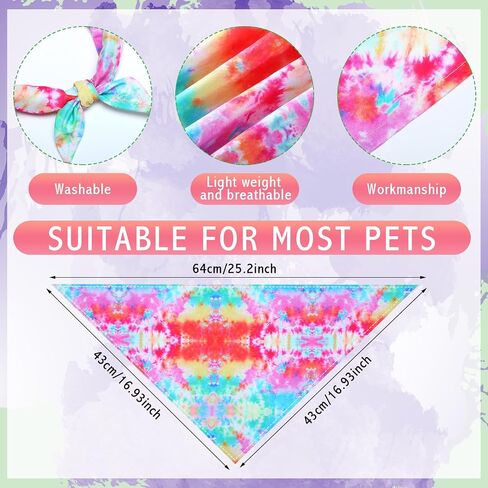 200 Pcs Tie Dye Dog Bandanas Bulk for Dogs Washable Triangle Cute Dog Cat Scarf Bibs Dog Kerchief Rainbow Color Puppy Neckerchief Costume for Small Medium Large Girl and Boy Pet Gift in Saudi Arabia