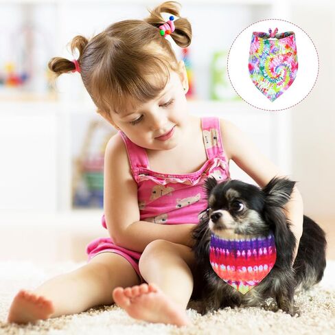 200 Pcs Tie Dye Dog Bandanas Bulk for Dogs Washable Triangle Cute Dog Cat Scarf Bibs Dog Kerchief Rainbow Color Puppy Neckerchief Costume for Small Medium Large Girl and Boy Pet Gift in Saudi Arabia