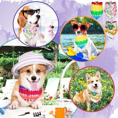 200 Pcs Tie Dye Dog Bandanas Bulk for Dogs Washable Triangle Cute Dog Cat Scarf Bibs Dog Kerchief Rainbow Color Puppy Neckerchief Costume for Small Medium Large Girl and Boy Pet Gift in Saudi Arabia