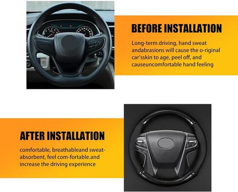 Pack-1 Car Steering Wheel Cover, Breathable Carbon Fibe Steering Wheel Sleeve, Four Seasons Universal Design, Anti-Slip Waterproof Vehicle Steering Wheel Protector (Black #D-Shaped) in Saudi Arabia
