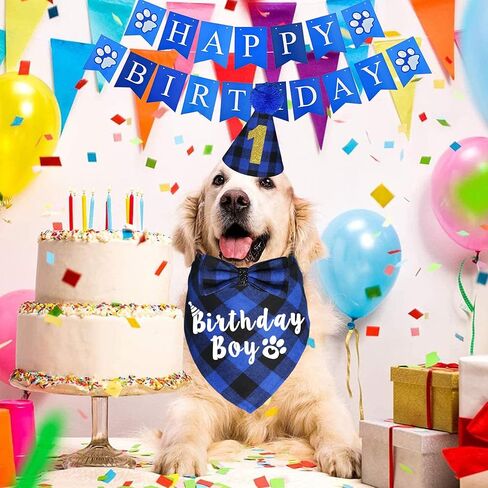 لوازم حفلات أعياد ميلاد الكلاب، باندانا منقوشة لعيد ميلاد الكلب مع قبعة أرقام عيد ميلاد الكلب، ربطة عنق للكلب، لعبة كعكة عيد ميلاد تصدر صوتًا للكلاب الصغيرة والمتوسطة والكبيرة والحيوانات الأليفة in Kuwait