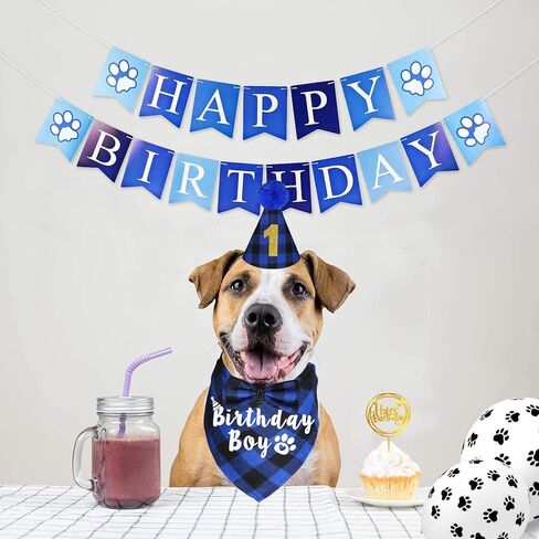 لوازم حفلات أعياد ميلاد الكلاب، باندانا منقوشة لعيد ميلاد الكلب مع قبعة أرقام عيد ميلاد الكلب، ربطة عنق للكلب، لعبة كعكة عيد ميلاد تصدر صوتًا للكلاب الصغيرة والمتوسطة والكبيرة والحيوانات الأليفة in Kuwait