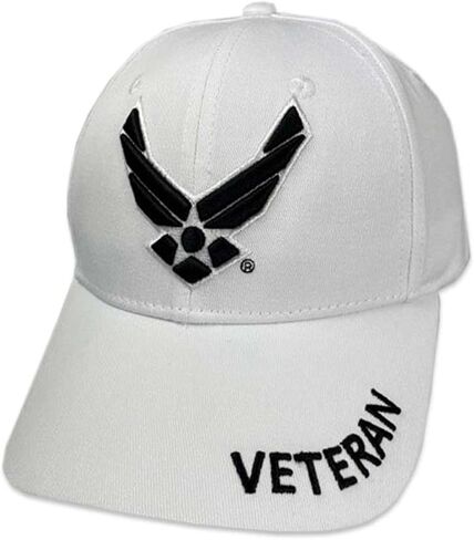 US Air Force Veteran White Baseball Hat with Embroidered Air Force Wings Logo - Officially Licensed in Saudi Arabia