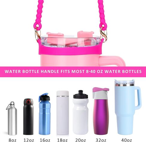 Water Bottle Handle Strap with 3Pcs Straw Cover Caps for Stanley Cup, Dust-Proof Reusable Silicone Straw Cap for Stanley 30&40 Oz Tumbler, Stanley Cup Accessories in Saudi Arabia