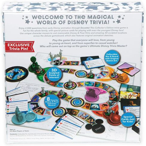 PlayMonster The Magical World of Disney Trivia: 100 Years of Wonder Trivia Board Game Cards for Children with Disney + Pixar Art, Exclusive Pin, for Kids Ages 6+ in Saudi Arabia