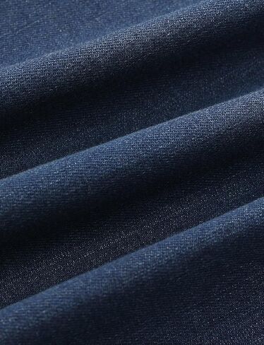 فستان نسائي من الدنيم بأزرار سفلية وياقة على شكل طية صدر السترة، فستان كاجوال متوسط ​​الطول مع حزام in Kuwait