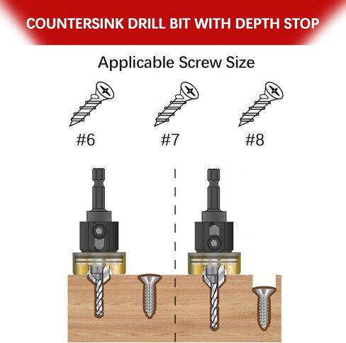 مجموعة لقم مثقاب غاطسة 55227 مع إيقاف العمق، مجموعة غاطسة 82 درجة مع مثقاب 3/8 عمق × 1/8 عمق × 1/4 بوصة سداسية التحرير السريع SHK in Kuwait