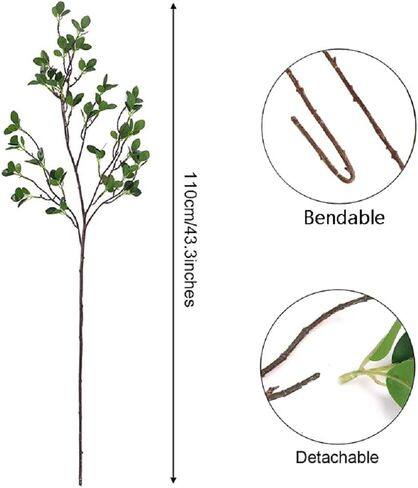 WEISPARK نبات اصطناعي 43.3 بوصة ينبع من الخضرة الصناعية فروع شجرة وهمية أوراق غصين اللبخ لمزهرية حشو متجر حديقة مكتب ديكور المنزل in Kuwait