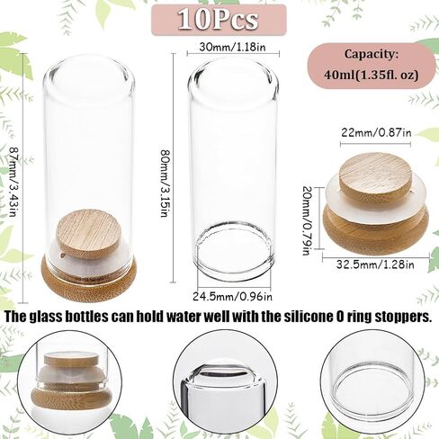SUNNYCLUE 10Pcs Mini Cloche Glass Dome 30x80mm Mini Glass Seal Jars Small Glass Display Dome with Bamboo Base Glass Bottles Cloche Bell Jar for Flower Storage Home Christmas Party Favor Decor in Saudi Arabia