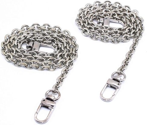 Model Worker 2-Pack 23.6" Iron Cross Link Purse Chain Strap Handbag Chain Purse Chain Strap Shoulder Cross Body Replacement Chain Strap with Metal Buckles (Silver) in Saudi Arabia