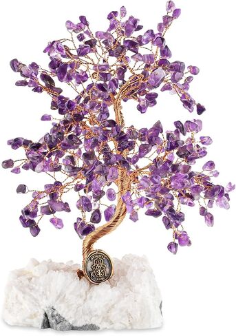 KARMA AND LUCK - Spiritual Love - Amethyst Stones Feng Shui Tree of Life to Manifest Your Dreams Hand-Wrapped with Copper Wire Handmade in Bali and White Crystal Base. in Saudi Arabia