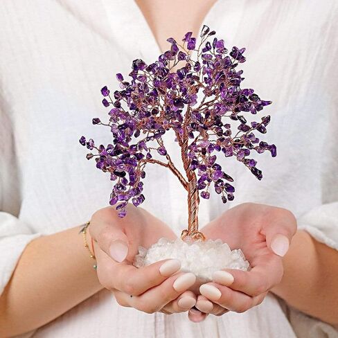 KARMA AND LUCK - Spiritual Love - Amethyst Stones Feng Shui Tree of Life to Manifest Your Dreams Hand-Wrapped with Copper Wire Handmade in Bali and White Crystal Base. in Saudi Arabia