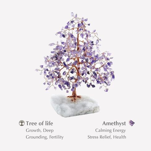 KARMA AND LUCK - Spiritual Love - Amethyst Stones Feng Shui Tree of Life to Manifest Your Dreams Hand-Wrapped with Copper Wire Handmade in Bali and White Crystal Base. in Saudi Arabia