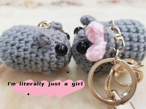 حزينة الهامستر ميمي الصداقة المفاتيح الكروشيه أفخم حزينة الهامستر ميمي مع القوس حلقات المفاتيح سلاسل حقيبة سحر Kawaii فتاة الهامستر الهدايا اليدوية ديكور in Kuwait