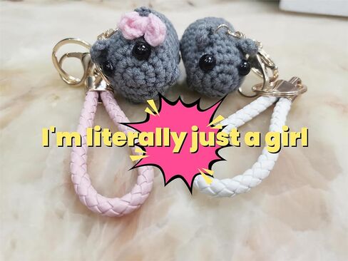 حزينة الهامستر ميمي الصداقة المفاتيح الكروشيه أفخم حزينة الهامستر ميمي مع القوس حلقات المفاتيح سلاسل حقيبة سحر Kawaii فتاة الهامستر الهدايا اليدوية ديكور in Kuwait