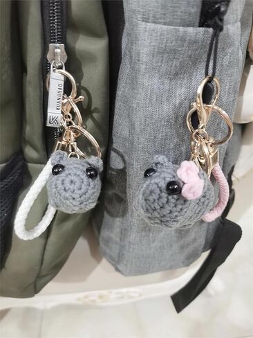 حزينة الهامستر ميمي الصداقة المفاتيح الكروشيه أفخم حزينة الهامستر ميمي مع القوس حلقات المفاتيح سلاسل حقيبة سحر Kawaii فتاة الهامستر الهدايا اليدوية ديكور in Kuwait
