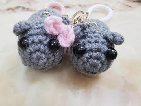 حزينة الهامستر ميمي الصداقة المفاتيح الكروشيه أفخم حزينة الهامستر ميمي مع القوس حلقات المفاتيح سلاسل حقيبة سحر Kawaii فتاة الهامستر الهدايا اليدوية ديكور in Kuwait