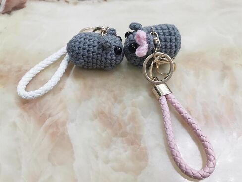 حزينة الهامستر ميمي الصداقة المفاتيح الكروشيه أفخم حزينة الهامستر ميمي مع القوس حلقات المفاتيح سلاسل حقيبة سحر Kawaii فتاة الهامستر الهدايا اليدوية ديكور in Kuwait