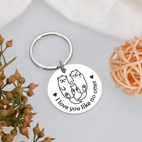 Best Father's Day Gift for Husband Funny Fathers Day Gift from Wife Cute Otter Keychain Gift for Boyfriend from Girlfriend Anniversary Valentines Gift for Him Her I Love You Gift for Couple Friends in Saudi Arabia
