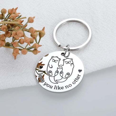 Best Father's Day Gift for Husband Funny Fathers Day Gift from Wife Cute Otter Keychain Gift for Boyfriend from Girlfriend Anniversary Valentines Gift for Him Her I Love You Gift for Couple Friends in Saudi Arabia