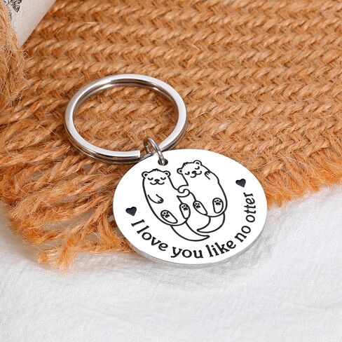 Best Father's Day Gift for Husband Funny Fathers Day Gift from Wife Cute Otter Keychain Gift for Boyfriend from Girlfriend Anniversary Valentines Gift for Him Her I Love You Gift for Couple Friends in Saudi Arabia