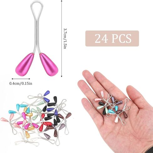 24 Pcs Hijab Pins, Muslim Pearl Scarf Clips Clips Hooks,Rhinestone Brooch Pins Pearl Pins Multicolor Headscarf Pearl Pins for Jewelry Accessories in Saudi Arabia