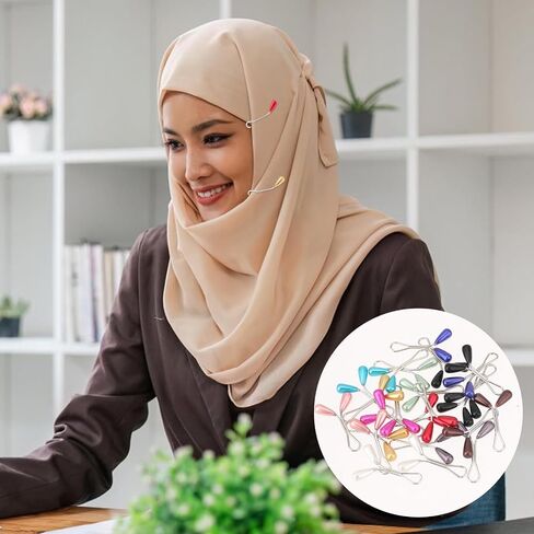 24 Pcs Hijab Pins, Muslim Pearl Scarf Clips Clips Hooks,Rhinestone Brooch Pins Pearl Pins Multicolor Headscarf Pearl Pins for Jewelry Accessories in Saudi Arabia