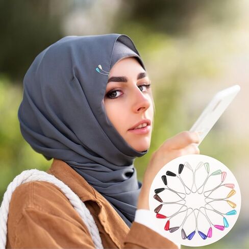 24 Pcs Hijab Pins, Muslim Pearl Scarf Clips Clips Hooks,Rhinestone Brooch Pins Pearl Pins Multicolor Headscarf Pearl Pins for Jewelry Accessories in Saudi Arabia