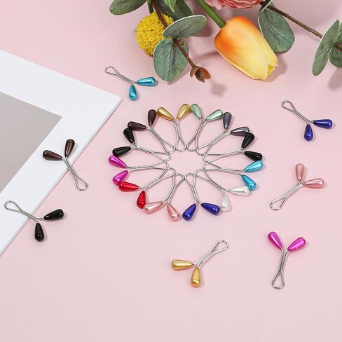 24 Pcs Hijab Pins, Muslim Pearl Scarf Clips Clips Hooks,Rhinestone Brooch Pins Pearl Pins Multicolor Headscarf Pearl Pins for Jewelry Accessories in Saudi Arabia