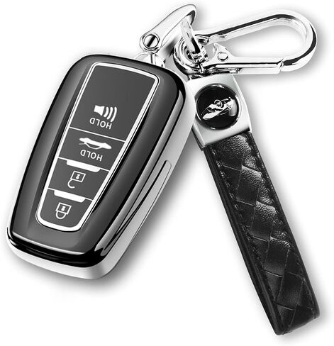 QBUC for Toyota Key Fob Cover with Keychain Premium TPU Key Fob Case Suitable for 2018-2024 Highlander RAV4 Camry Avalon C-HR Corolla GT86 (Style 1-Blue) in Saudi Arabia